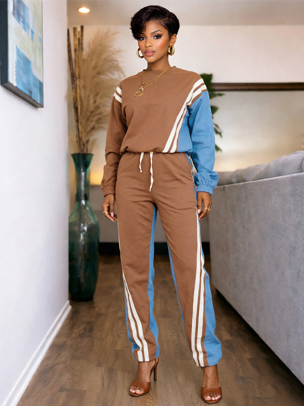 Stripe Combo Sweatshirt & Pants Set
