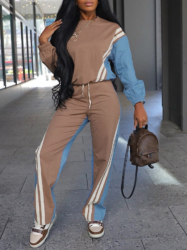 Stripe Combo Sweatshirt & Pants Set
