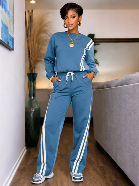 Stripe Combo Sweatshirt & Pants Set