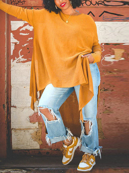 Asymmetric Knit Tunic Top