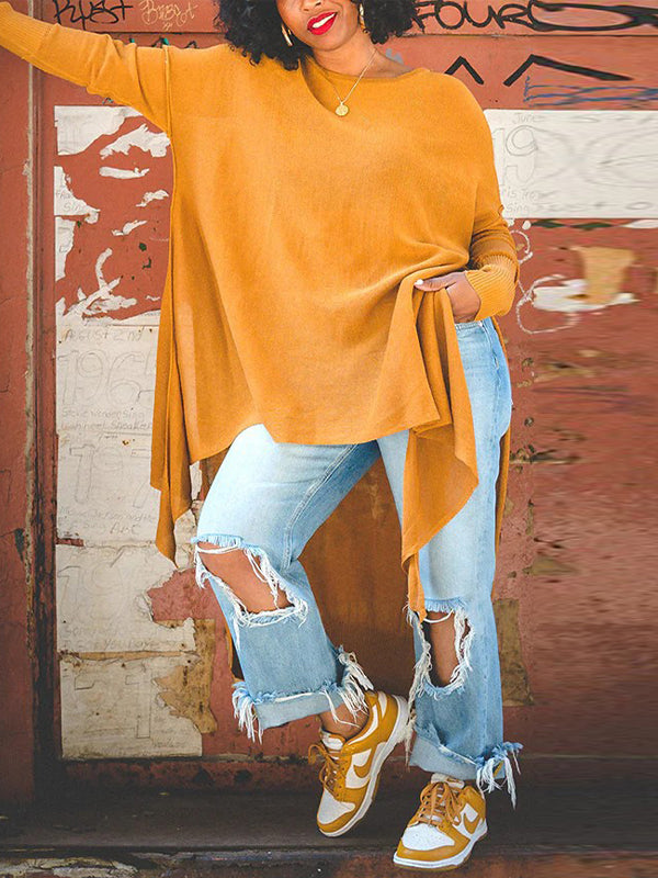 Asymmetric Knit Tunic Top