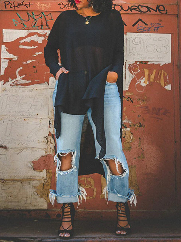 Asymmetric Knit Tunic Top