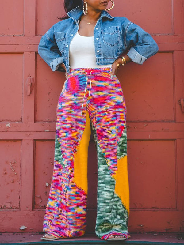 Colorblock Wide-Leg Pants