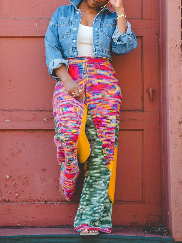 Colorblock Wide-Leg Pants