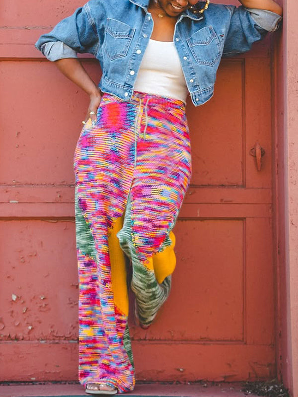 Colorblock Wide-Leg Pants