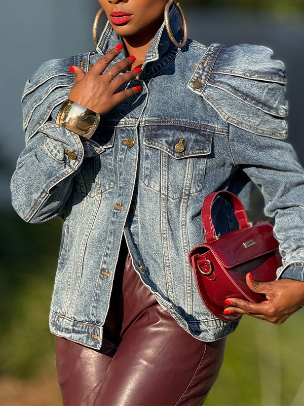 Button-Front Denim Jacket