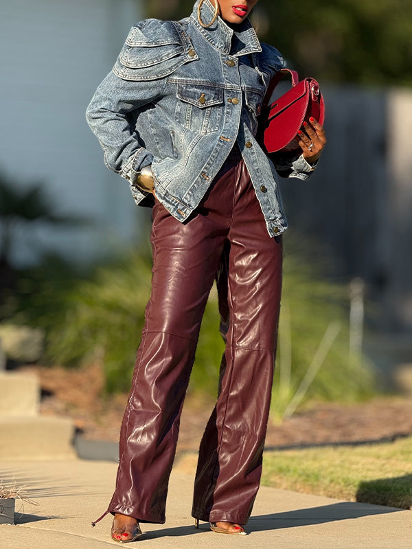 Button-Front Denim Jacket