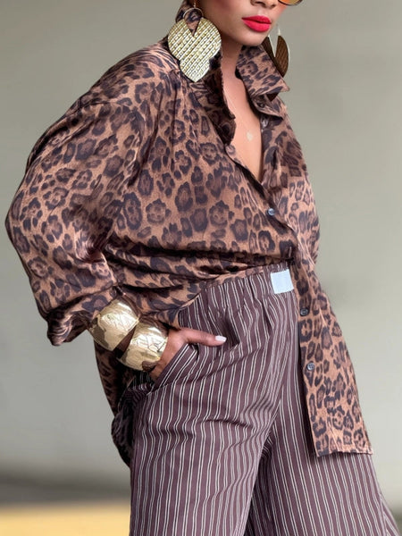 Leopard Button-Front Shirt