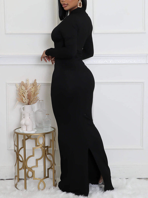 Asymmetric-Neck Maxi Dress