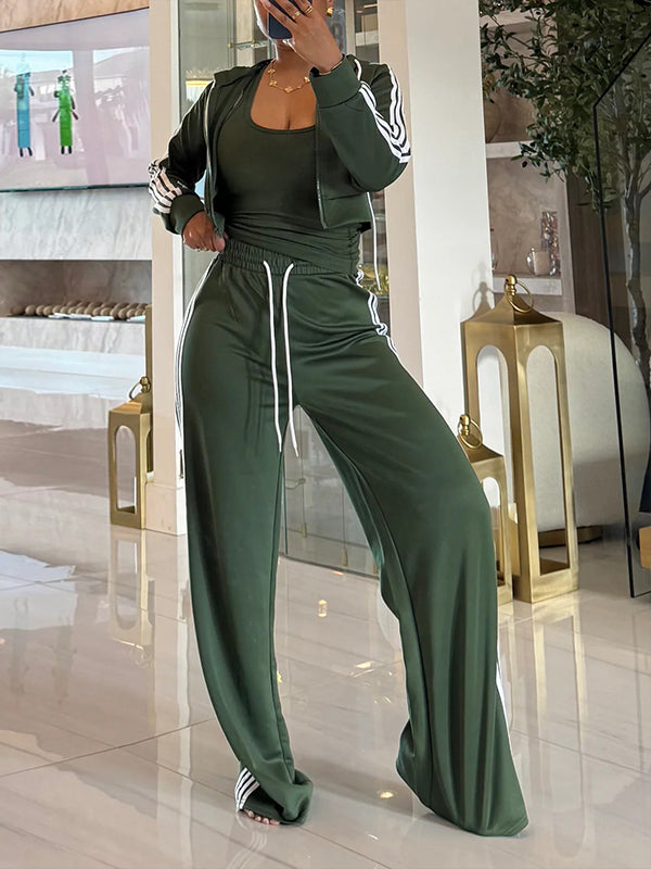 Side-Stripe Zip-Front Hoodie &amp; Pants Set