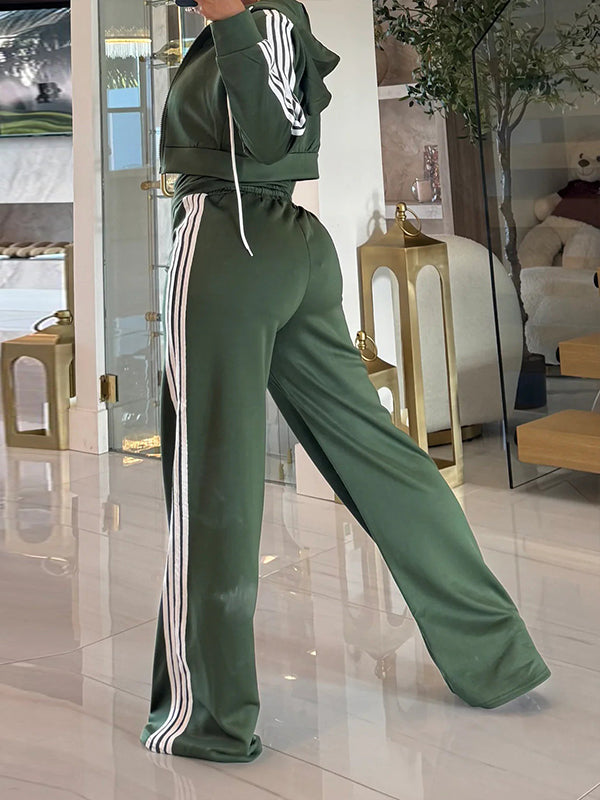 Side-Stripe Zip-Front Hoodie & Pants Set
