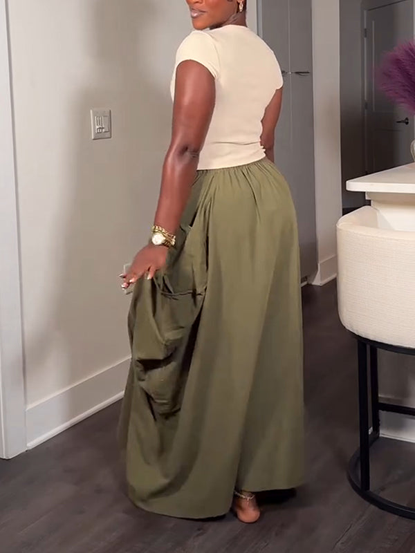 Drawstring Cargo Skirt