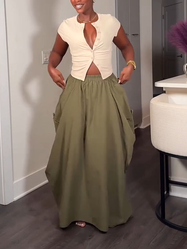 Drawstring Cargo Skirt