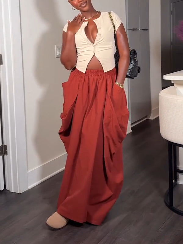 Drawstring Cargo Skirt