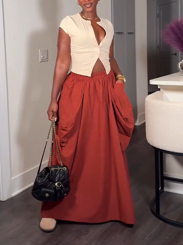 Drawstring Cargo Skirt