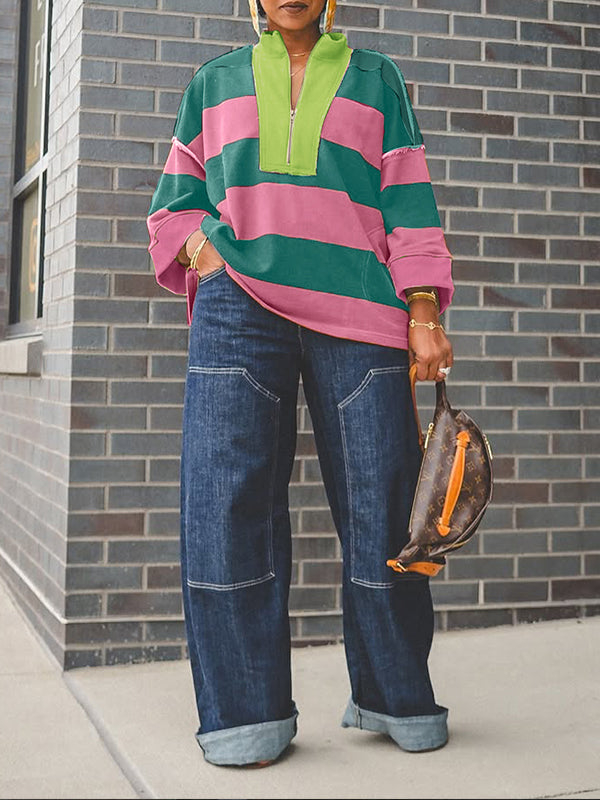 Colorblock Zip-Front Top