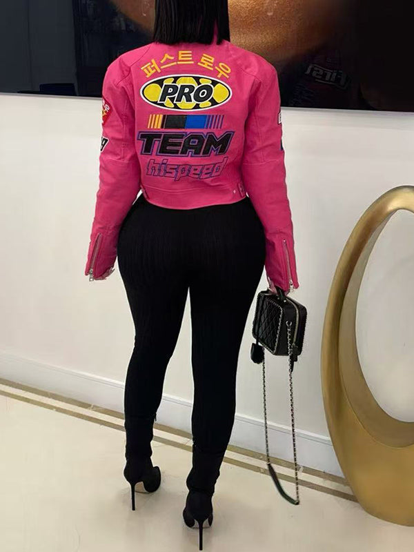 Printed Faux-Leather Jacket