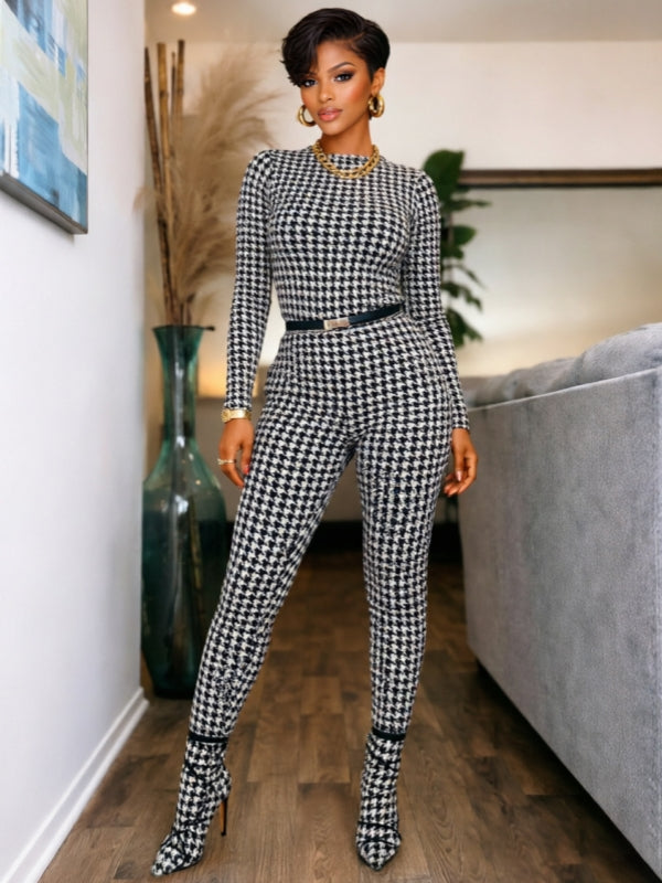 Houndstooth Top & Pants Set