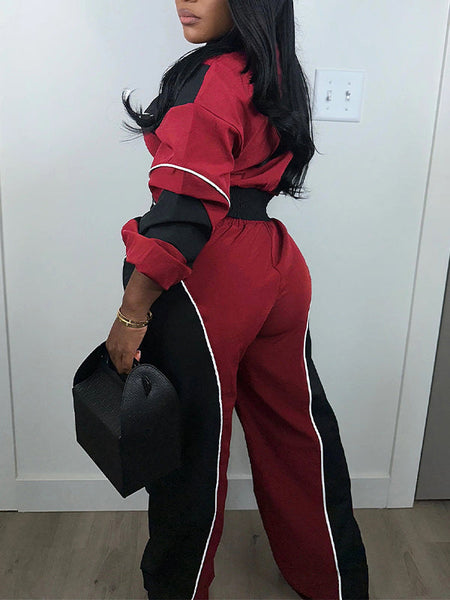 Colorblock Zip-Front Jacket & Pants Set