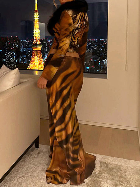 Faux-Fur Combo Top & Skirt Set