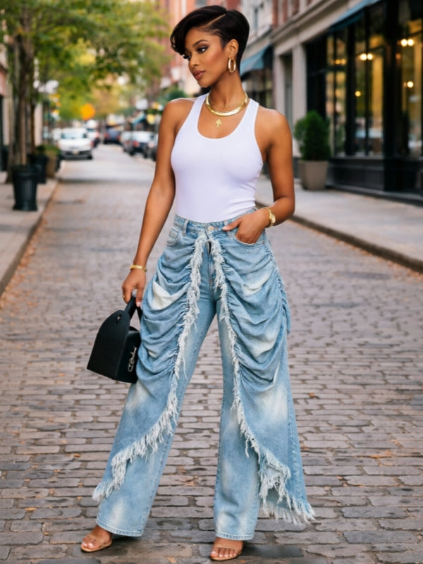 Ruched Draped Jeans