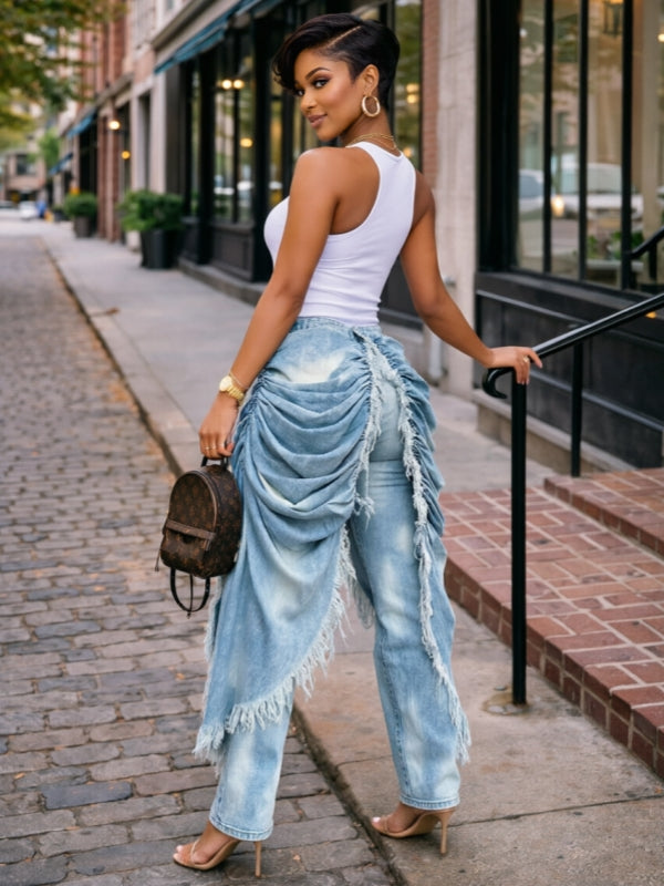 Ruched Draped Jeans