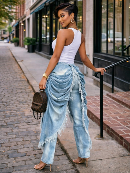 Ruched Draped Jeans
