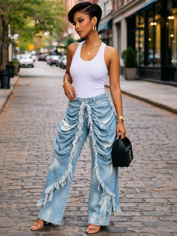 Ruched Draped Jeans