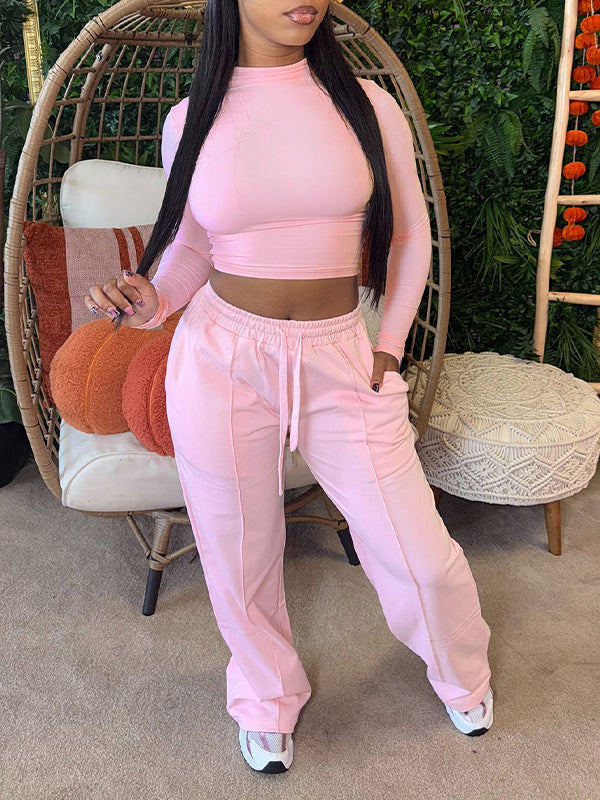 Solid Top & Pants Set