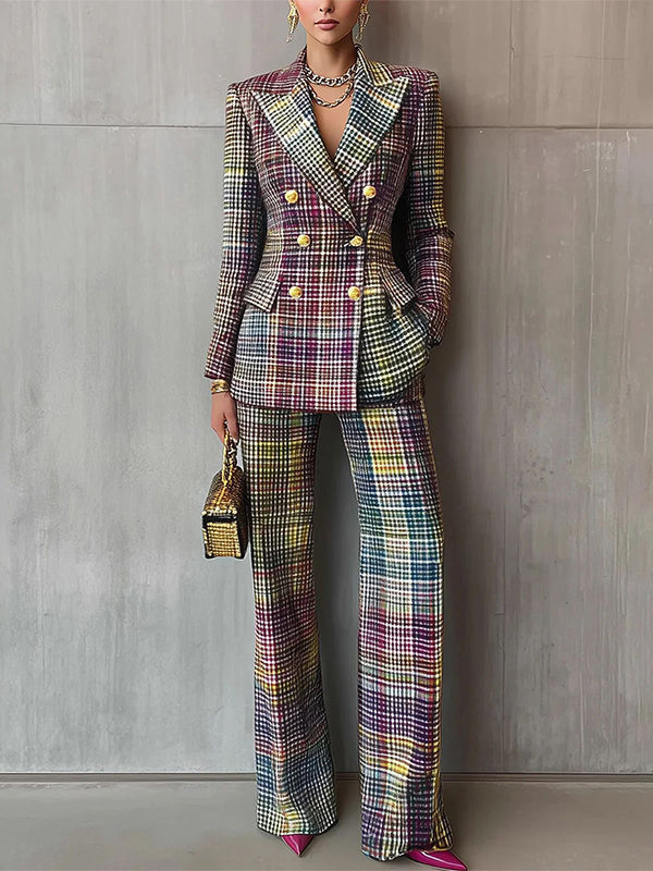 Plaid Blazer &amp; Pants Set