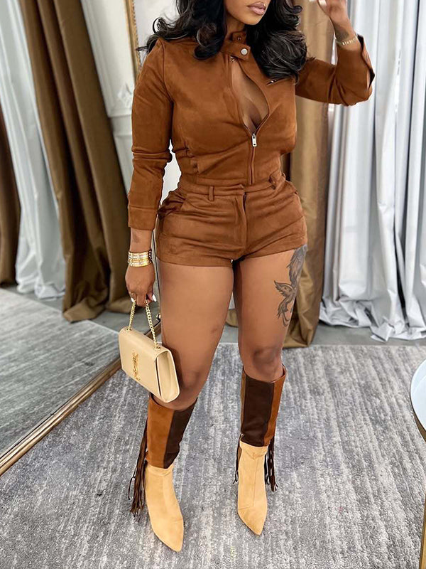 Zip-Front Jacket & Shorts Set