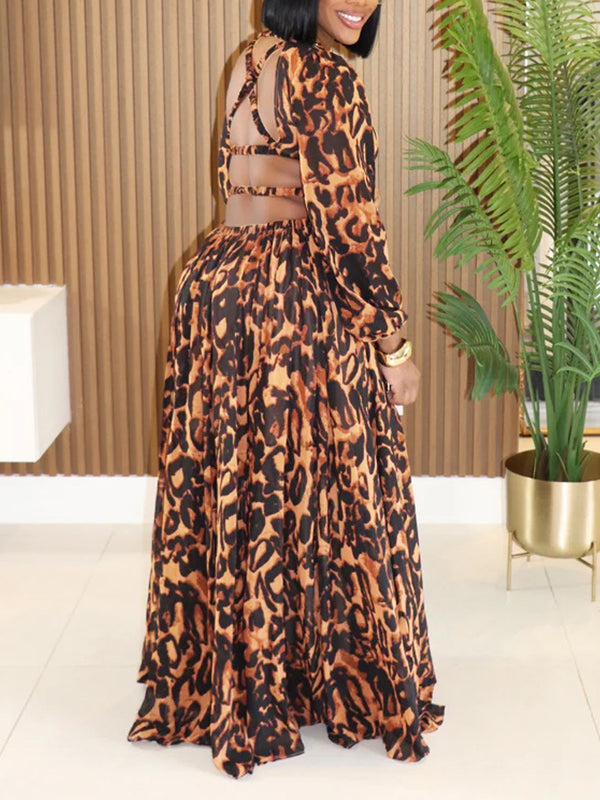 Leopard Cutout Maxi Dress