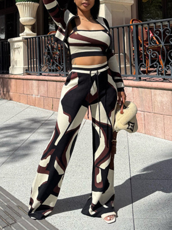 Printed Three-Piece Pants Set