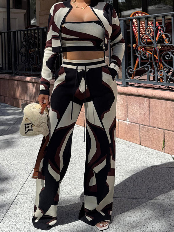 Printed Three-Piece Pants Set
