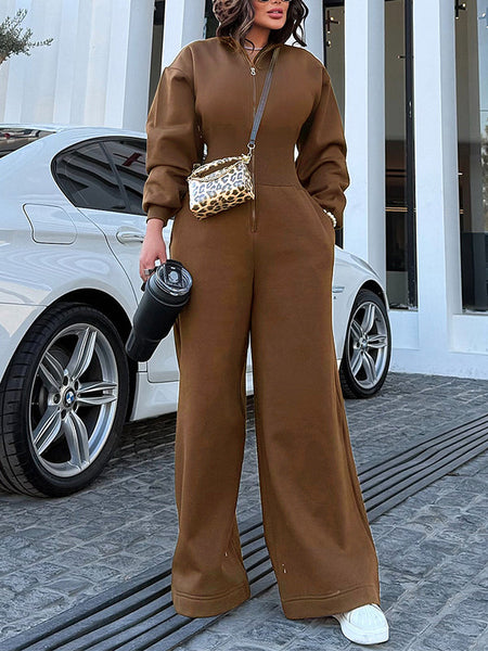 Zip-Front Hoodie Jumpsuit