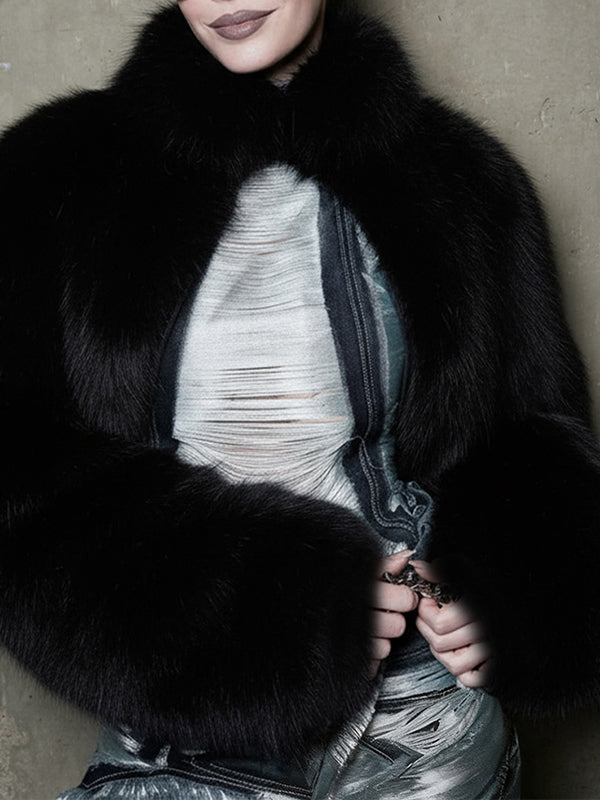 Solid Faux-Fur Jacket