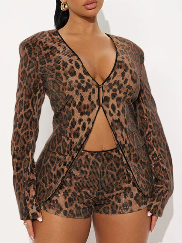 Leopard Jacket &amp; Shorts Set