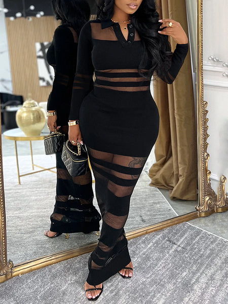 Sheer Combo Polo Dress