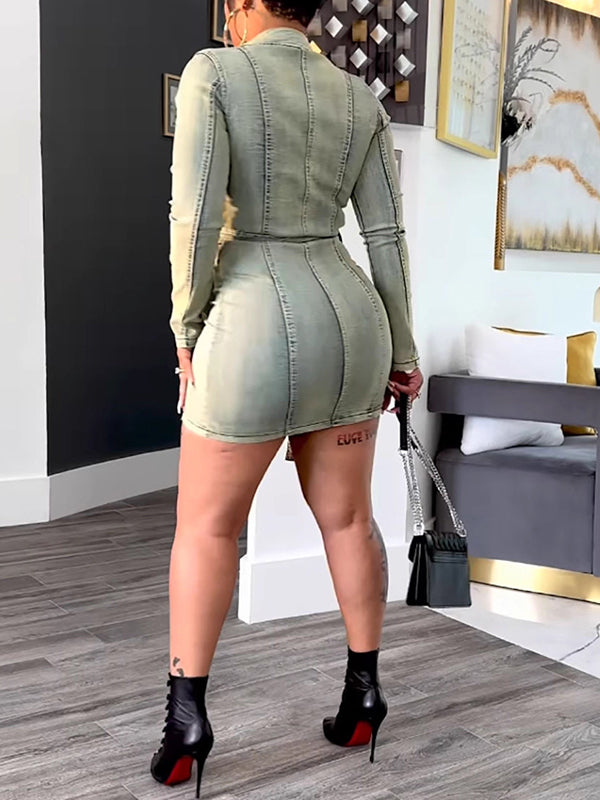 Tied Cutout Denim Dress