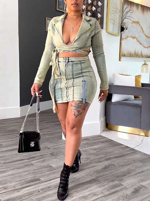 Tied Cutout Denim Dress