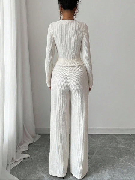 Ribbed Button Top & Pants Set