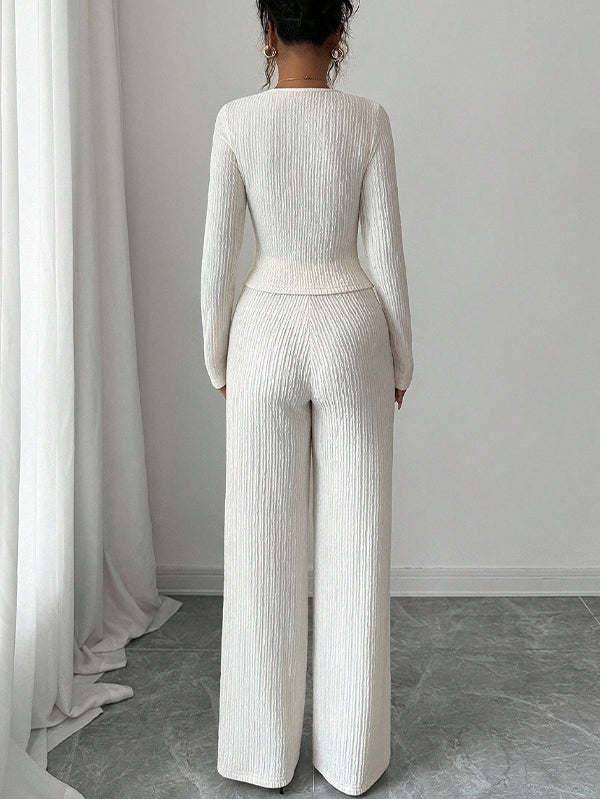 Ribbed Button Top & Pants Set