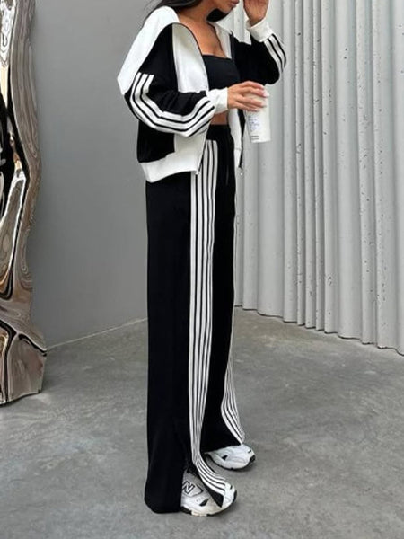 Side-Stripe Zip-Front Jacket & Pants Set