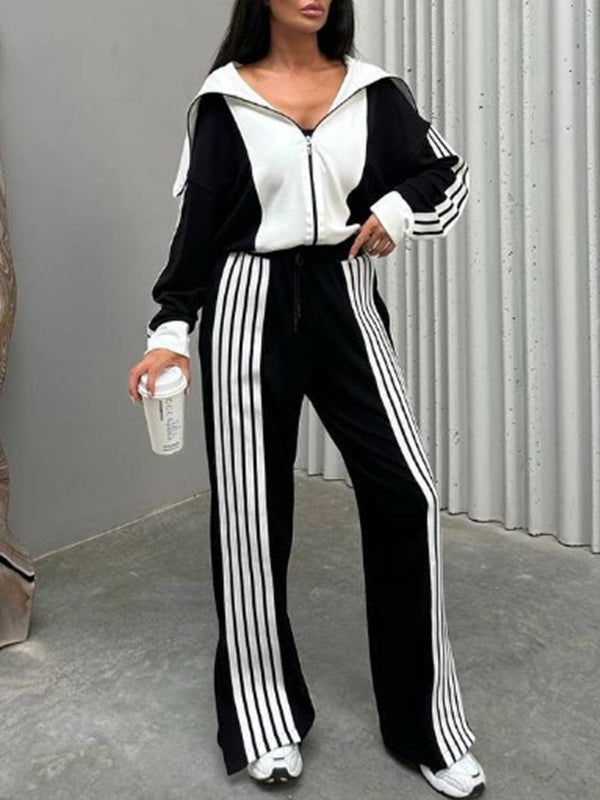 Side-Stripe Zip-Front Jacket & Pants Set