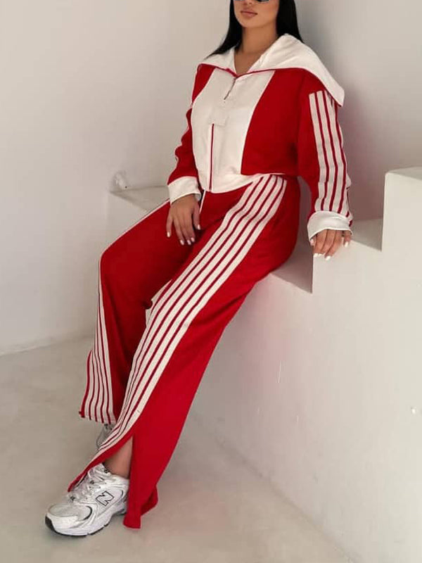 Side-Stripe Zip-Front Jacket & Pants Set