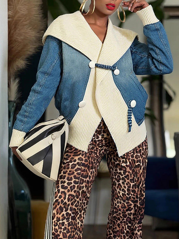 Knit Combo Denim Jacket