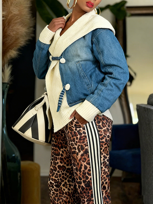 Knit Combo Denim Jacket