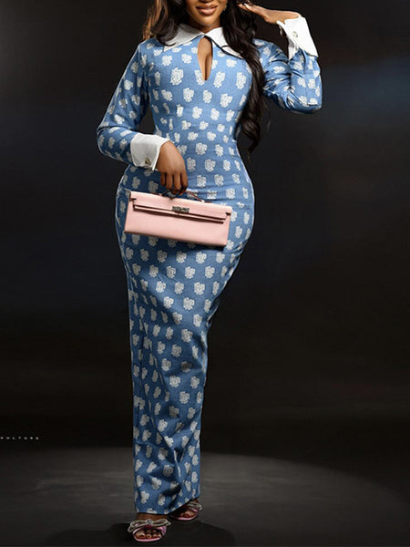 Printed Bodycon Maxi Dress