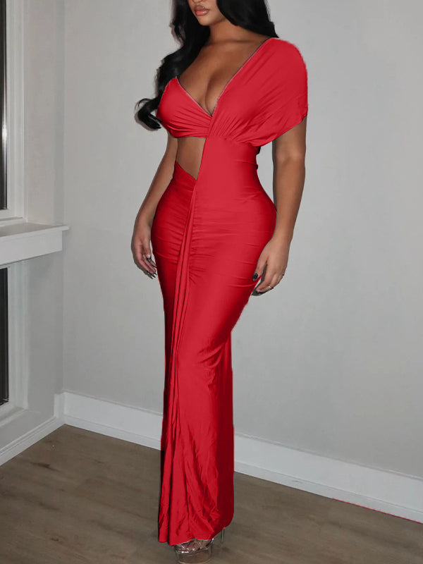 Ruched Cutout Maxi Dress