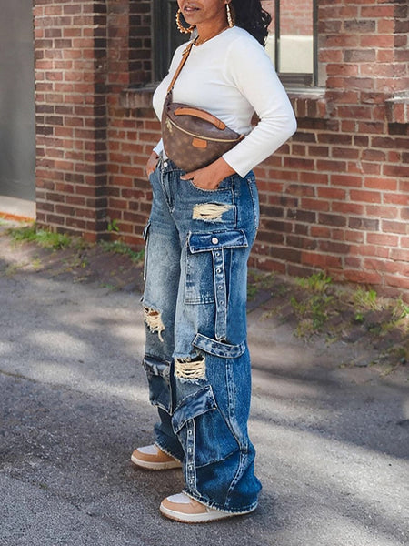Ripped Cargo Jeans